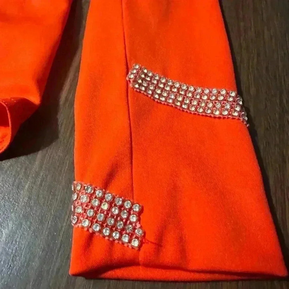 Vintage Orange Mignon Snap Bottom Body Suit. Sparkle Accent. Long Sleeve. Size m - Picture 9 of 10